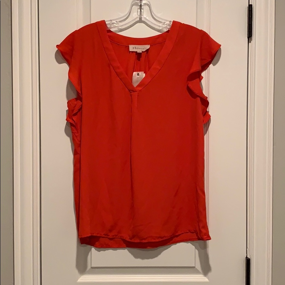 Fiery, flutter sleeve top!